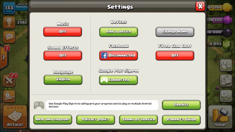 change your name on clash of clans