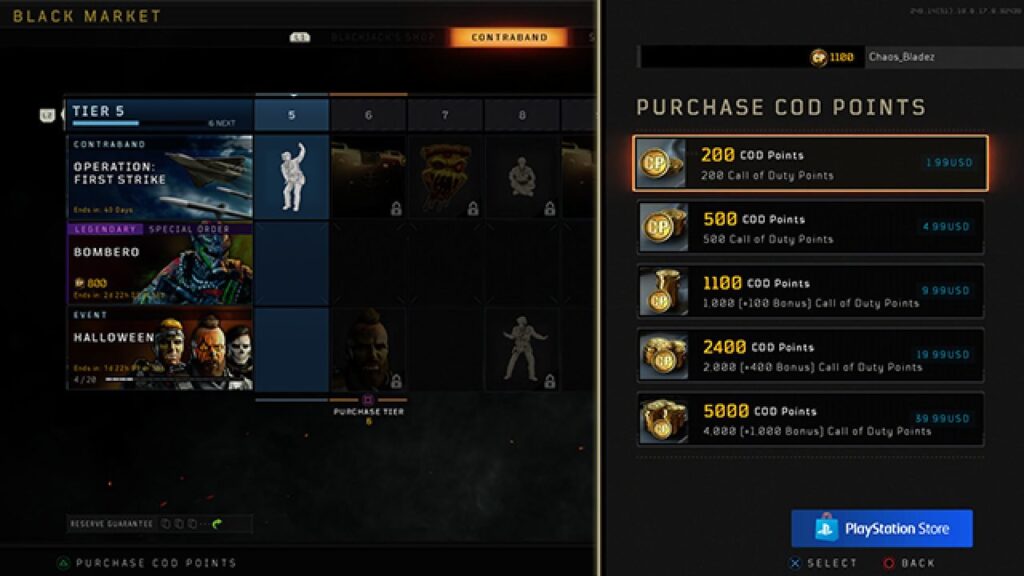 call of duty points black ops 4