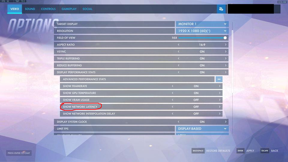 check ping in overwatch