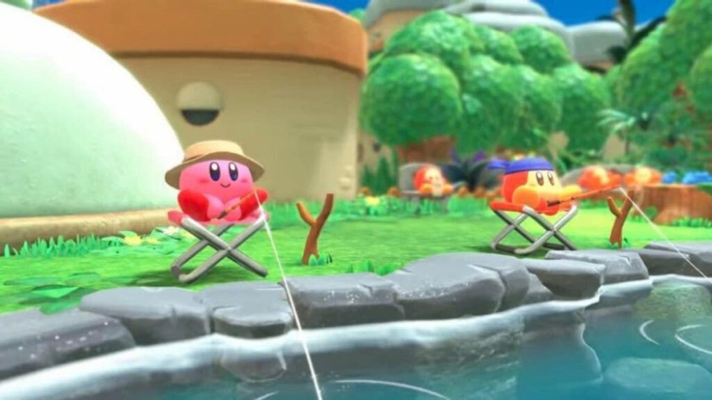 How does fishing work in Kirby and the Forgotten Land