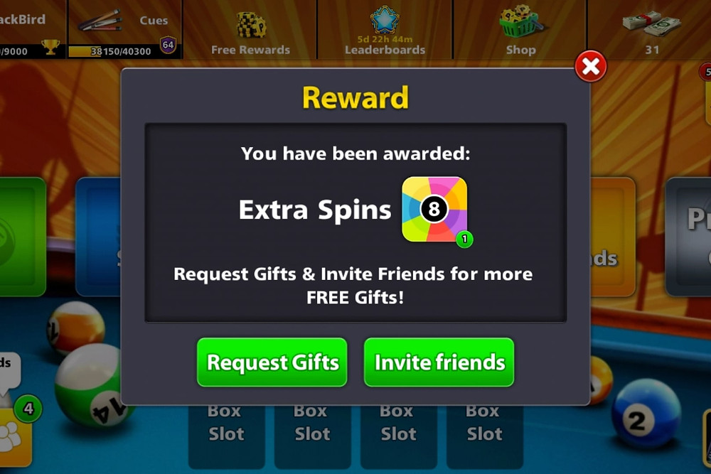 how to use free spins on 8 ball pool