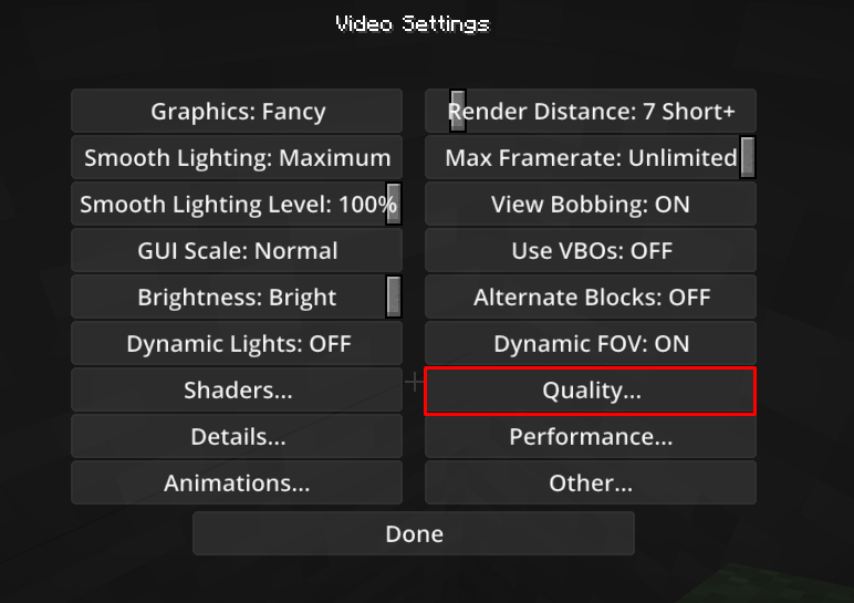 how to turn off fullbright minecraft