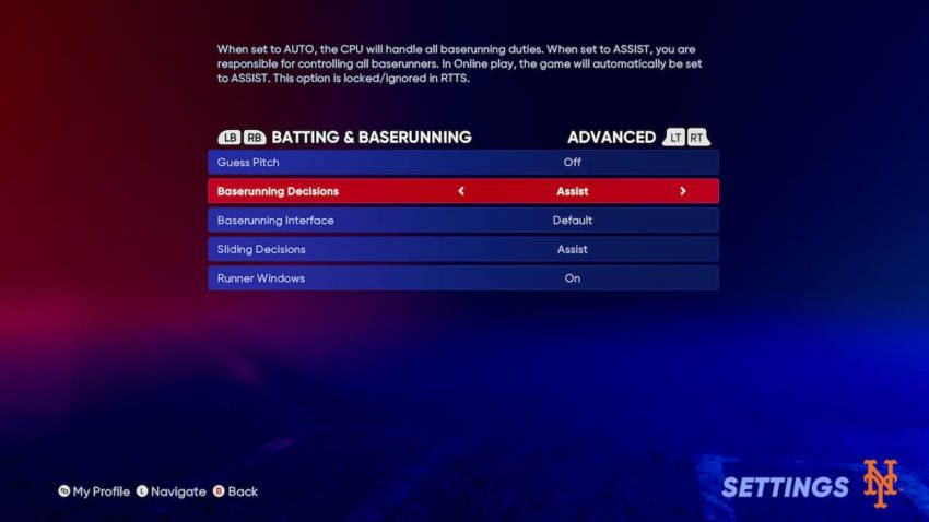 How to turn off manual baserunning in MLB The Show 22