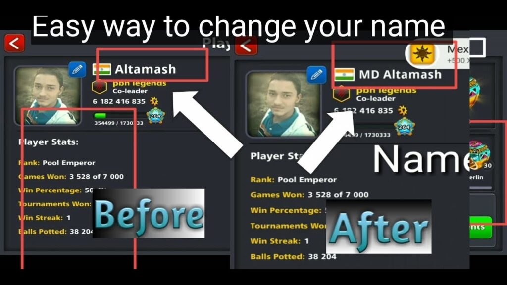 change name in 8 ball pool